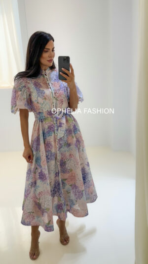 Romantic Floral Φόρεμα με Διάσπαρτα Κρυσταλλάκια Fenia - Image 7