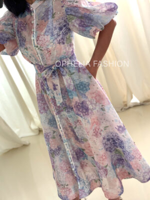 Romantic Floral Φόρεμα με Διάσπαρτα Κρυσταλλάκια Fenia - Image 4
