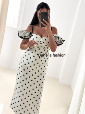 Elegant Πουά Φόρεμα με Balloon Μα - Image 7