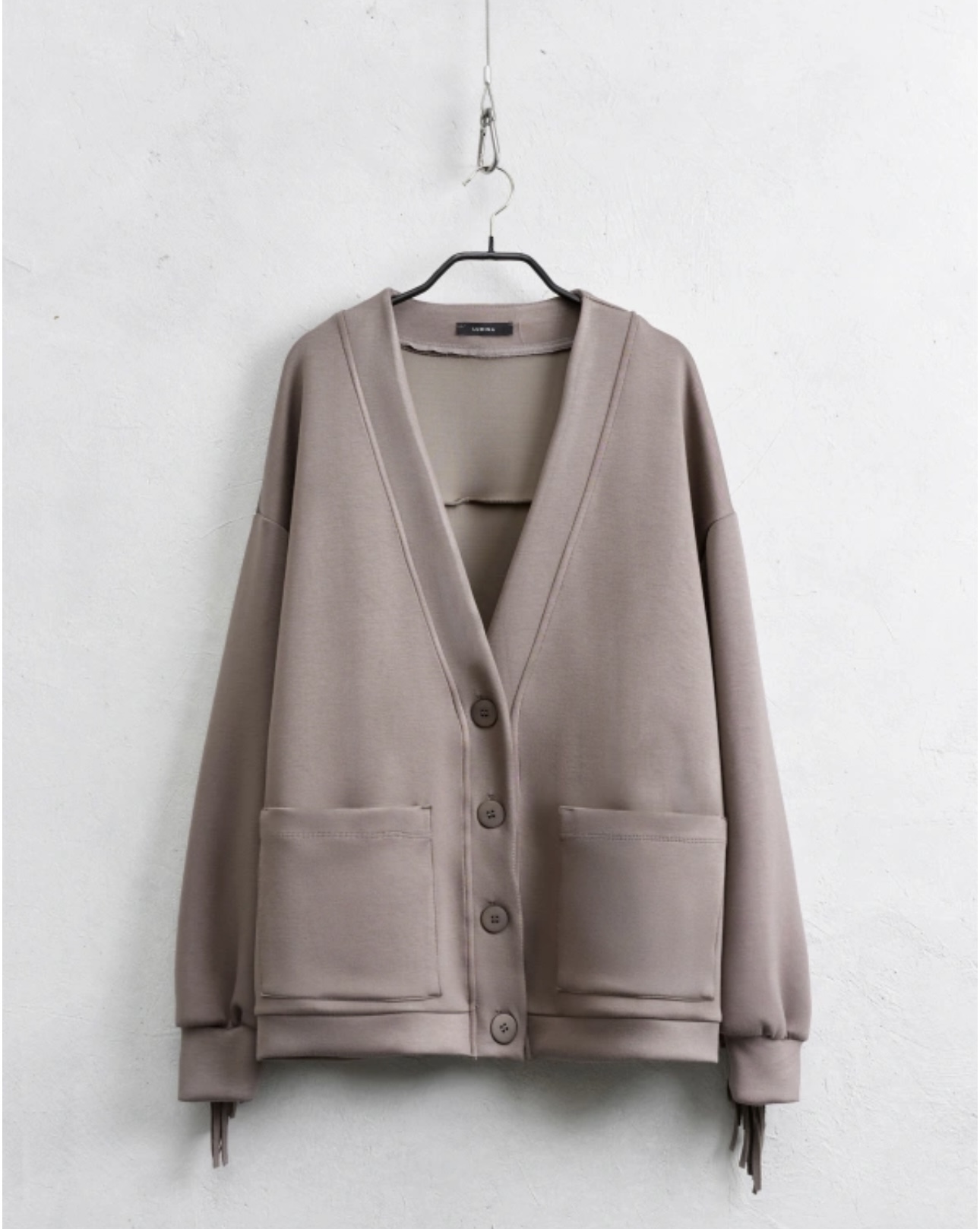 Ζακέτα από ύφασμα φούτερ με κρόσσια - Image 5