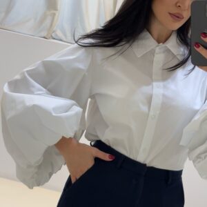 Λευκό Πουκάμισο με Εντυπωσιακά  Μανίκια