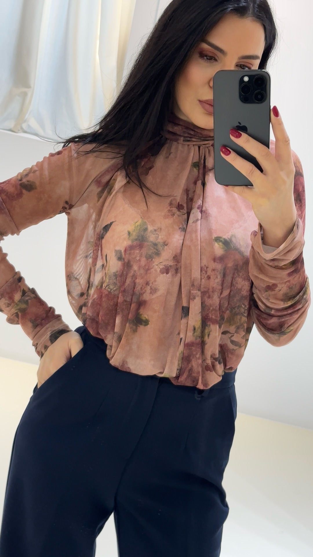 Κορμάκι Lumina Floral με Μακρύ Μανίκι & Ελαφρύ Άνοιγμα Μπροστά - Image 6